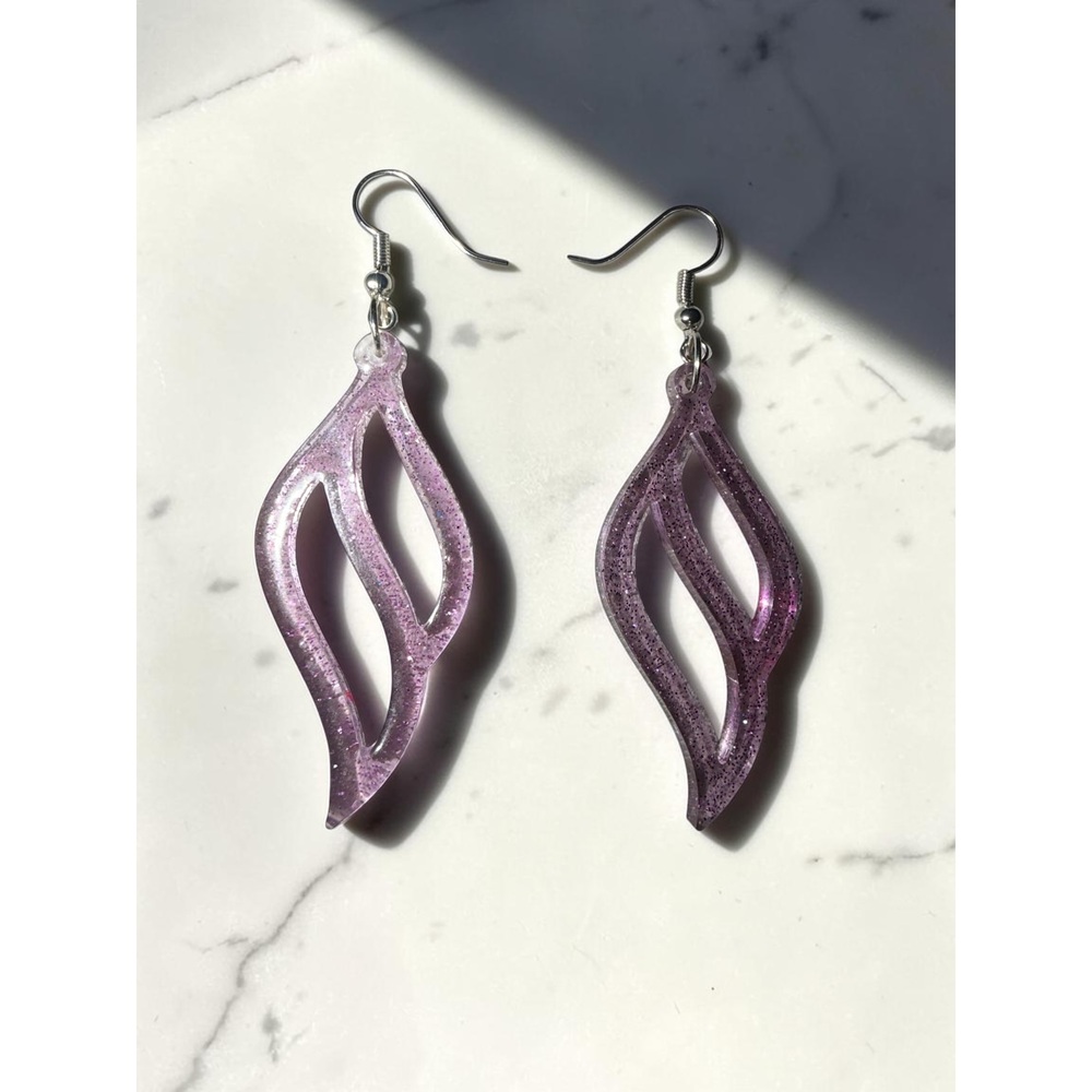 Handmade Lavender Leaf Resin Earrings